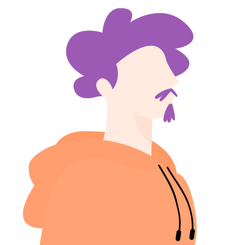 cursist met paars haar